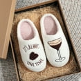 thumbnail image 5 of BERANMEY Women's Christmas Slippers with Embroidered Berry & Wine Glass Plush Warm Fleece Lined House Slippers with Thick Sole Non-Slip Cozy Indoor Home Shoes, 5 of 10