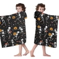 thumbnail image 4 of Black Halloween Dancing Skeletons Hooded Bath Towel，50"x30" for Ages 3 To 12 Kids, Quick Dry Lightweight Soft Microfiber Hood Beach Towel Cover Up for Kids, 4 of 7