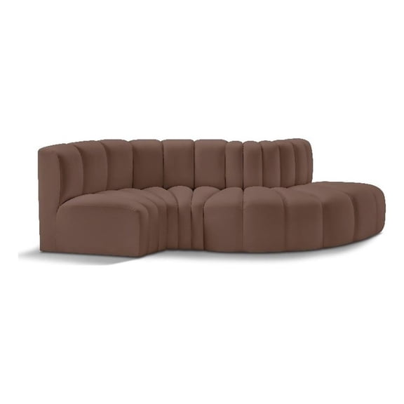 Meridian Furniture Arc Brown Vegan Leather Modular Sectional