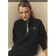 ALO Accolade 1/4 Zip Pullover Black - Size: Small