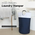 thumbnail image 3 of Sea Team 90L Large Size Collapsible Laundry Hamper, Waterproof Laundry Basket with Foam Padded Aluminum Handles, Portable Storage Basket for Laundromat Home Storage, Navy, 3 of 6