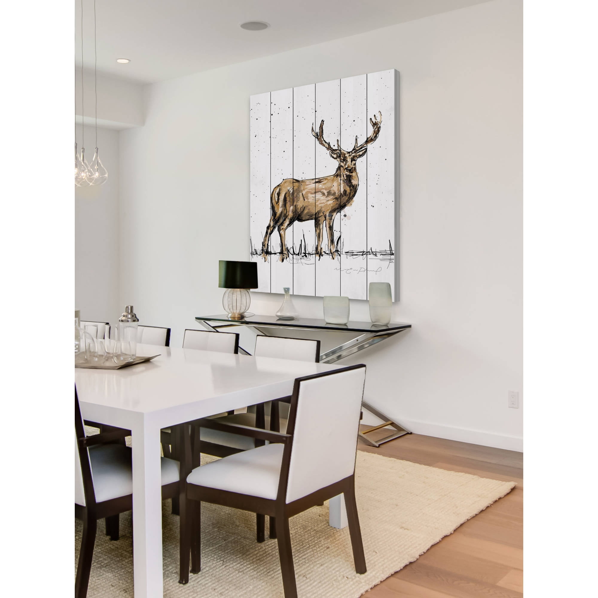 Marmont Hill "Cerf Adulte" by Marie-Eve Pharand Painting Print on White Wood