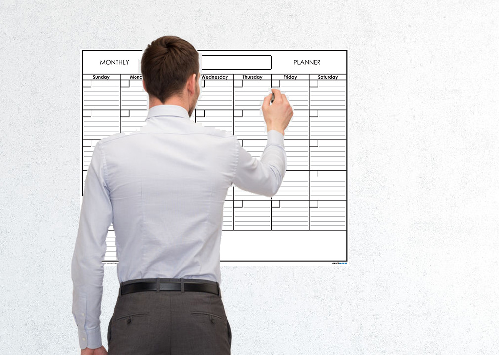 24" x 36" Erasable Undated One Month Laminated Wall Calendar Monthly Planner Blank Reusable Perfect for Organizing Home Office Academic Schedules w/ FREE ERASE MARKER
