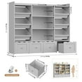 thumbnail image 5 of Hiphuta 55" Wide Toy Storage Organizer with 4 Removable Drawers, 4-Tier Kid Bookcase with 6 Bins, Toy Organizer with Bookcase for Kid Bedroom Playroom, Gray, 5 of 9