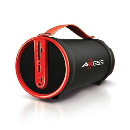 Axess Portable Bluetooth 2.1 Hi-Fi Cylinder Speaker w/SD Card, AUX & FM Inputs, 4