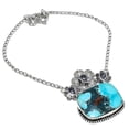 thumbnail image 2 of Natural Tibetan Turquoise, Iolite Gemstone 925 Sterling Silver Necklace 18", 2 of 2