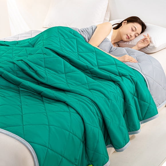 Leodye 1PCS Cool Silk Fiber Summer Comforter Solid Color Breathable Home Bedroom Cooler Conditioner Gift Comforter -59.06×43.31in
