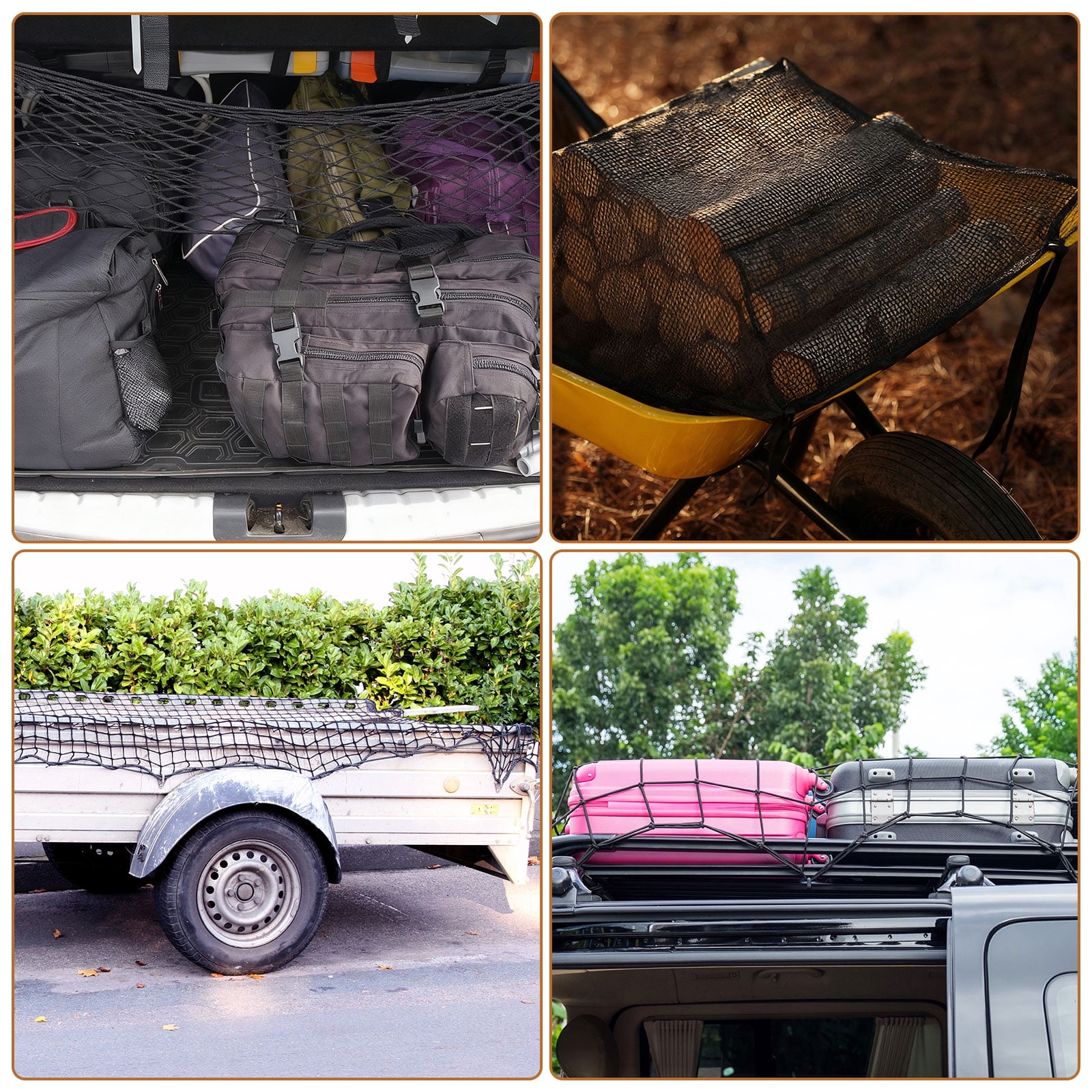 Uxcell Truck Cargo Net, 35 x 12 Inch Polyester Adjustable Trunk Bed Net Stretchable Mesh Storage Organizer with 8 Hooks Universal for Pickup Trucks SUV Cars, Black