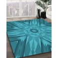 thumbnail image 3 of Ahgly Company Tapis d'Intérieur Lavables en Machine, Ronds, Transitionnels, Vert Cyan Foncé, Ronds de 3', 3 of 7