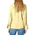 thumbnail image 4 of TKLPEHG Women Ruffle Trim Button Up Long Sleeve Blouse Top Elegant Work Shirt Casual Loose Fit Plain Tunic Tops (Yellow,M), 4 of 7
