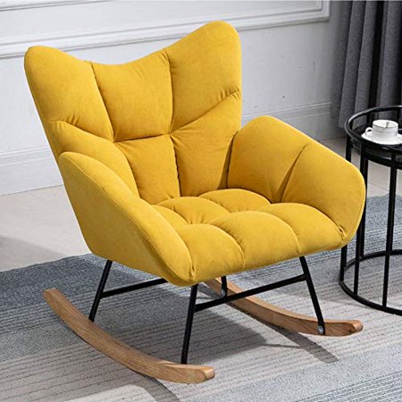 Simple Relax Rocking Chair MO&SU Balcony Relax Rocking Chair, Simple Lounge Chair with Upholstered ...