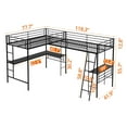 thumbnail image 4 of Twin Size Heavy Duty Metal L-Shape Loft Bed with 2 Built-in Desks, Modern Black Corner Loft Bed with 2 Ladder and Safety Guardrail,No Box Spring Needed, Black, 4 of 7