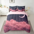 thumbnail image 3 of Feelyou Romantic Pink Cloud Twin Bedding Sets 7-Piece, Mystic Galaxy Moon Bedding Comforter Set, Glitter Dreamy Stars Print Reversible Sheet Sets, Super Cozy Room Decor, 3 of 8