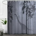 thumbnail image 5 of Forest Dinosaur Shower Curtain, Grey Misty Woodland Farmhouse Decor Jungle Wild Raptor Dino Animal Gray Shower Curtains for Bathroom Set Durable Fabric Bath with 12 Hooks, 72x72 Inch, 5 of 6