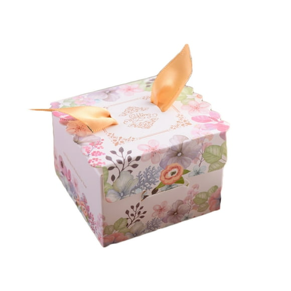 fashionhome Unique Colorful Printing Square Ribbon Candy Box Chocolate Sweets Wedding gift box Chinses Wedding Candy Box Gift Decoration