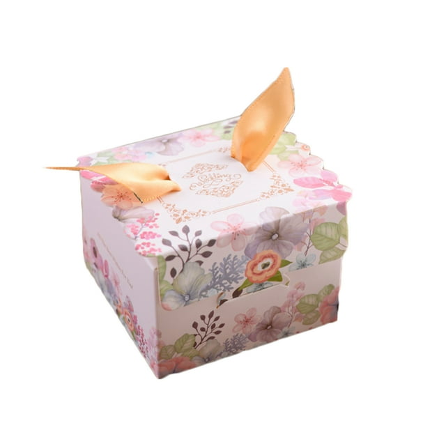 Unique Colorful Printing Square Ribbon Candy Box Chocolate Sweets Chinses Wedding Candy Box Gift Decoration