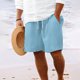 thumbnail image 2 of Pantalones Cortos de Cintura Elástica para Hombre, Casual de Color Sólido, Pantalones Cortos de Cintura de Cuerda de Dibujo para Hombres, 2 of 6
