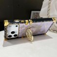 thumbnail image 2 of For iPhone 17 Pro Max Glitter Case with Kickstand, Cute Bling Diamonds Butterfly Foldable Stand Shockproof Marble Shell Floral Pattern Girl Woman Soft Cover for iPhone 17 Pro Max 6.9", Purple, 2 of 6
