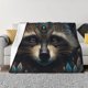 thumbnail image 1 of Fotbe Tribal Style Raccoon Manta de Franela con Estampado, Manta Ultrasuave para Cama, Sofá, Auto, Hipoalergénica y Antibolitas-40"x30", 1 of 6