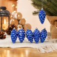 thumbnail image 4 of ZENVIVE Glittered Pinecone Christmas Ornaments, Set of 6 with Gold Caps and Hanging Loops, Festive Holiday Xmas Tree Party Home Indoor Display, Blue Glitter, 4 of 6