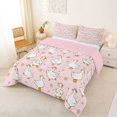 thumbnail image 2 of Manfei Teens Cartoon Animal Duck Queen Comforter Set 3pcs,Kids Boys Girls Kawaii Flowers Bedding Comforter Set,Pink Reversible,Ultra Soft Home Decor, 2 of 6