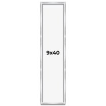 9x40 Frame Silver Whitewashed Wood Grain Solid Wood Shadow Box | 0.75 Inch Moulding Width | 0.75