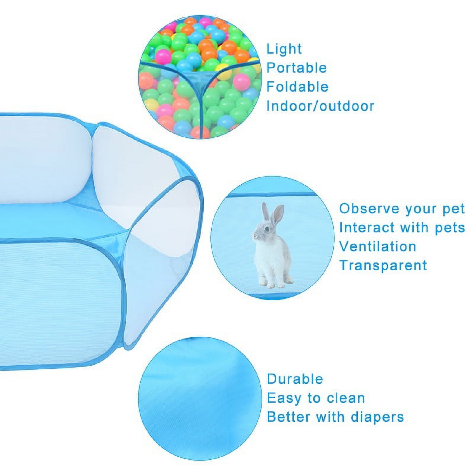 Small Animals Cage Tent, Breathable & Transparent Pet Play Pop O Outdoor/Indoor Exercise Fence, Portable Yard Fence for Guinea Pig, Rabbits, Hamster, Chinchillas and Hedgehogs