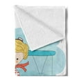 thumbnail image 2 of Adventure Soft Flannel Fleece Throw Blanket, Girl Flying a Plane on Sky Cartoon Child Dream Imagination, Cozy Plush for Indoor and Outdoor Use, 70" x 90", Dark Coral Baby Blue, by Ambesonne, 2 of 5