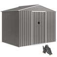 thumbnail image 1 of Outsunny 8'x6' Metal Outdoor Storage Shed w/ Sliding Doors Light Grey, 1 of 10