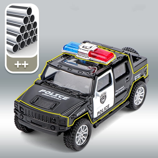 Flmtop 1/36 Simulation Voiture de Police Véhicule Camion à Rétrofriction Modèle Jouet pour Enfants Cadeau de Noël