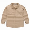 thumbnail image 5 of HCNTES Long Sleeve Polo Shirts for Boys 10-12 Casual Striped Shirt Button Closure Soft Fabric Baby T Shirts Tops(Khaki,13-14 Years), 5 of 9