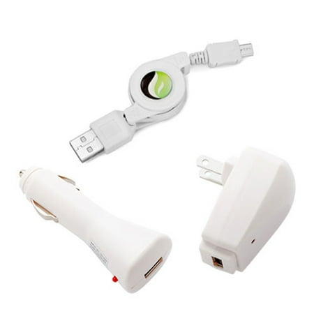 Car Home Charger for Arlo Pro / Pro 2 Security Cameras - USB Cable Retractable MicroUSB Power Adapter AC Plug DC Socket Cord 3-in-1 Wire Compatible With Arlo Pro and Pro 2 Models