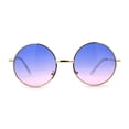 thumbnail image 2 of 2 Tone Color Lens Retro Vintage Style Round Circle Hippie Groovy Sunglasses Blue Pink, 2 of 4