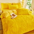 thumbnail image 4 of Bright Yellow Fluffy Faux Fur Duvet Cover Three-piece Set , Luxury Ultra Soft  Shaggy Plush Bedding Set, Fuzzy Comforter Cover with 2 Furry Pillow Cases, Zipper Closure,Cozy and Warm,QUEEN/KING Sizes, 4 of 8