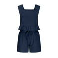 thumbnail image 4 of 2 Piece Spring Sets for Women Summer Sets Women 2 Piece Outfits Clothing Set Female V-Neck Sleeveless Tops Pants Sets Cargo Pant Style S_140 Women's Tracksuits Navy S, 4 of 6