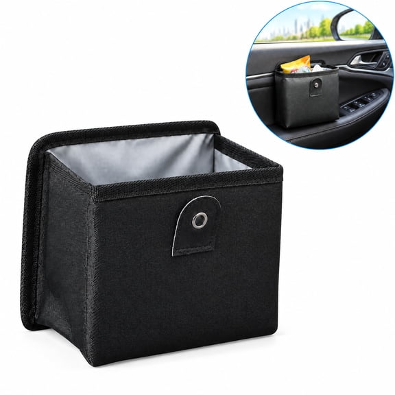 Car Trash Can, Leakproof Hanging Garbage Bag for Car Door, Collapsible PU Leather Waste Bin for Truck SUV