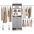 thumbnail image 2 of Aheaplus Twin Pack: 2x 96" Adjustable Closet Organizers with 6 Hanging Rods & 6 Wooden Drawers | Wall-Mounted System for Dual Spaces (5-8FT Each),Gray, 2 of 6