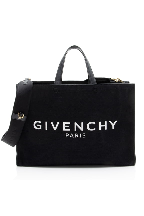 Pre-Owned Givenchy Canvas Logo Medium Shopper Tote