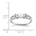 thumbnail image 4 of 925 Sterling Silver Polished Freshwater Cultured Pearl and Diamond Ring Size 9 2mm Wide Ring for Women, 4 of 5