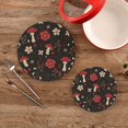 thumbnail image 2 of Coolnut Mushroom Flowers Placemats Set of 2, Woven Washers, Cotton, Round Large Pot Holder, Heat Resistant, for Pot Countertops Home Decor, 2 of 7
