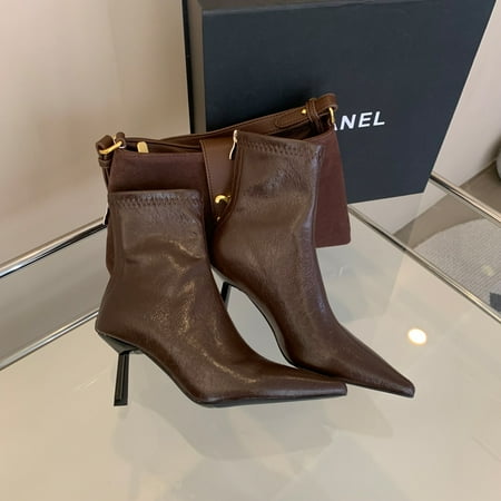 

HHH Pointed Toe Stiletto Heel Skinny Boots 2024 Autumn and Winter New Fashion Short Boots Simple Stretch Boots Ankle Boots