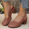 thumbnail image 2 of YLYL Womens Roman Sandals Hollow out Ankle Strap Closed Toe Chunky Heel Retro Dressy Summer Shoes, 2 of 9
