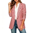 thumbnail image 4 of Homenesgenics Blazers for Women Business Casual Striped Blazer with Pockets, Cardigan-Style Red L, 4 of 6