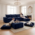 thumbnail image 4 of BEHOST 6-Piece 130" Modular Sectional Sofa, Velvet Boneless Cloud Couch with Dog Pad, Oversized Deep Seat Couches for Living Room, Navy Blue, 4 of 10
