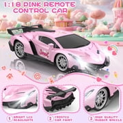 Betheaces Remote Control Car for Kids, 1:18 Pink RC Cars Toys for Kids Electric Vehicle Toy Car Hobby Racing Car with Lights & Controller, Birthday Gifts for Girl Boys Age 3-9 Years Old(Pink)