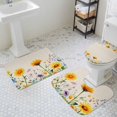 thumbnail image 3 of Spring Vintage Sunflower Bathroom Rugs Set Country Pastoral Yellow Floral Leaf Linen Non Slip Absorbent Soft Bath Mats 3 Piece Set with Bathroom Rug, U-Shaped Floor Mat, Toilet Seat Cover Small Size, 3 of 9