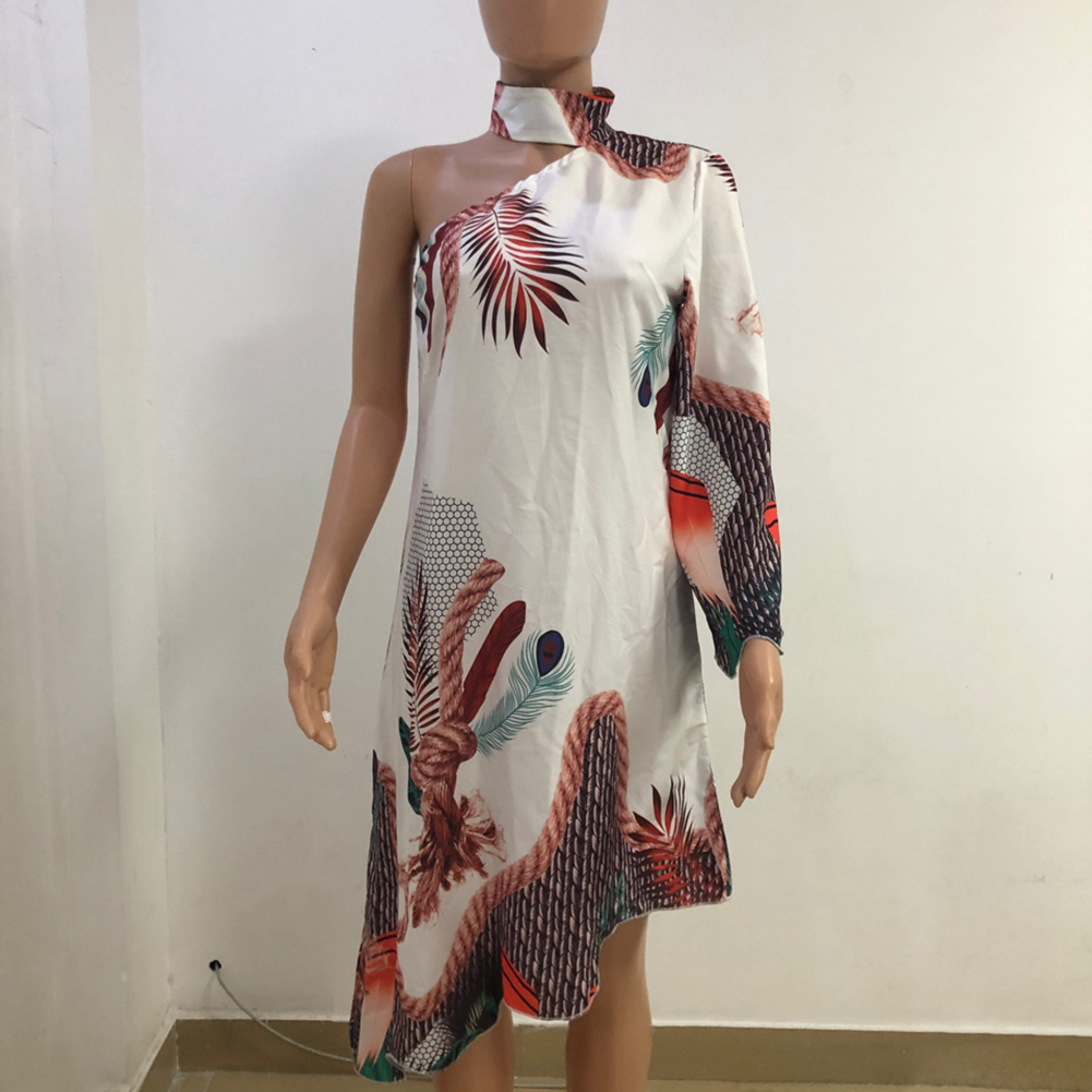 One Shoulder Peacock Dress