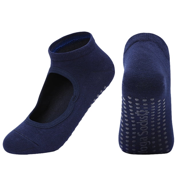 Blue Socks Ladies' Solid Color Backless Grip Socks Yoga Ankle Sports Socks Ladies' Anti Slip Slippers Socks