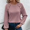 thumbnail image 2 of Towmus Womens Fall Long Sleeve Tunic Tops Lace Patchwork Blouses Pullover Sweaters Casual Crew Neck Dressy Shirts, 2 of 6