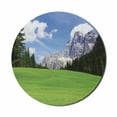 thumbnail image 1 of Nature Mouse Pad for Computers, Picturesque Mountain with Rural Road View of Italian Old Country Modern Print, Round Non-Slip Thick Rubber Modern Mousepad, 8" Round, Evergreen Blue, by Ambesonne, 1 of 2
